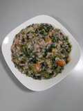 Red Amaranth Potato Rice Porridge with Chickpeas