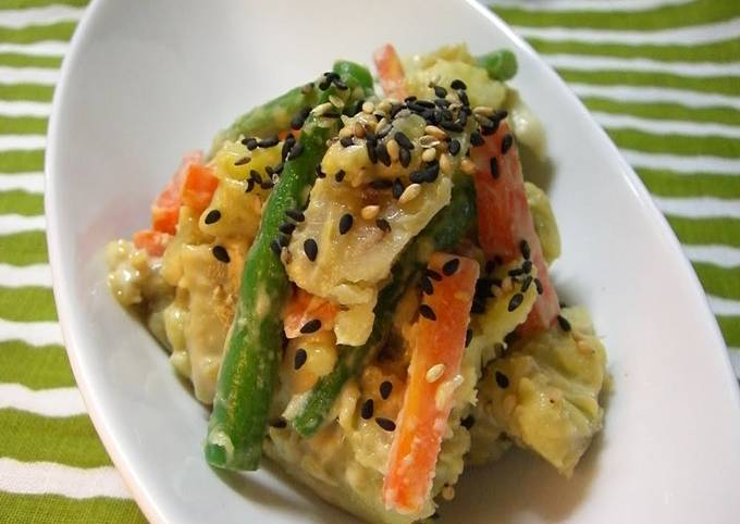 Fall-Colored Japanese Style Sweet Potato Salad