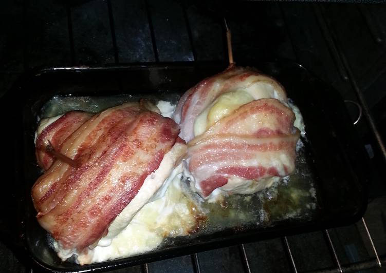 Simple Way to Prepare Favorite Bacon wrapped swiss chicken breasts