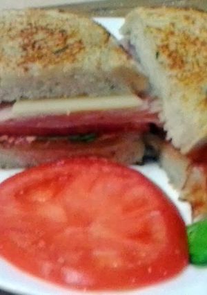 A picture of Ham and Swiss Herb Panini.