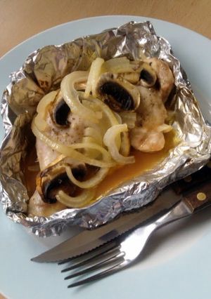 A picture of Vickys Tasty Baked Chicken Parcels, GF DF EF SF NF.
