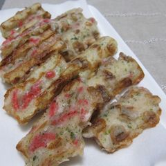 A picture of Fried Chikuwa with Pickled Red Ginger Isobe Age.