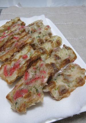 A picture of Fried Chikuwa with Pickled Red Ginger Isobe Age.