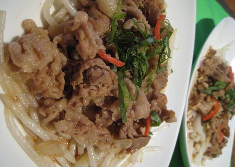 Pork and Ginger Stir Fry with Bean Sprouts and Garlic