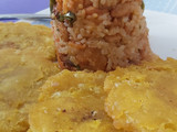 Arroz con camarones y patacones