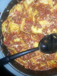 A picture of skillet lasagna.