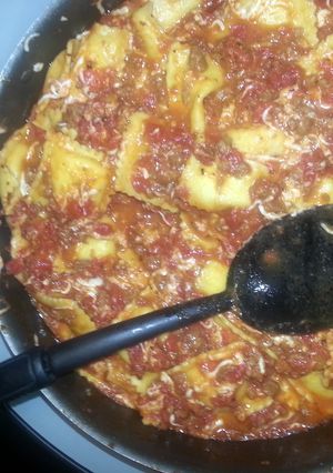 A picture of skillet lasagna.