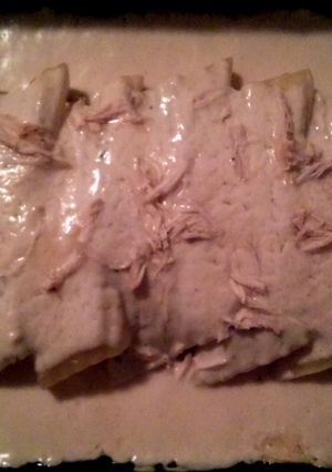 A picture of Parmesan Chicken Manicotti.