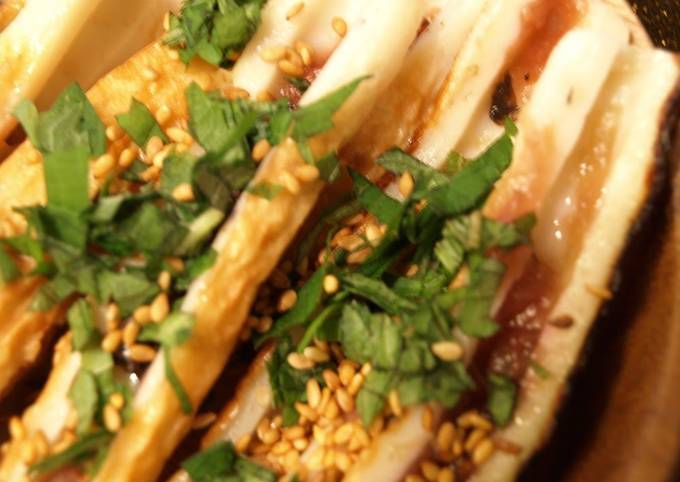 How to Make Thomas Keller Umeboshi Filled Chikuwa Topped with Shiso Leaves and Sesame Seeds