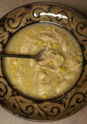 A picture of Homemade Chicken & Dumpling Soup.