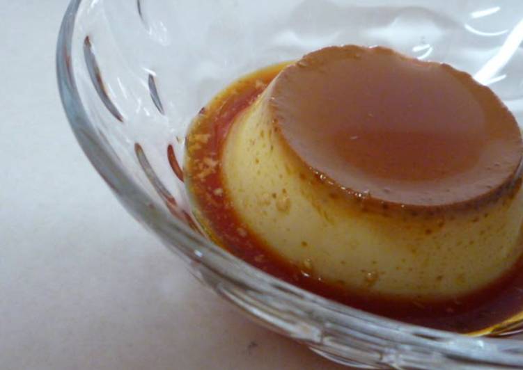 Easy Tea Flavored Caramel Custard Pudding Made in a Pan