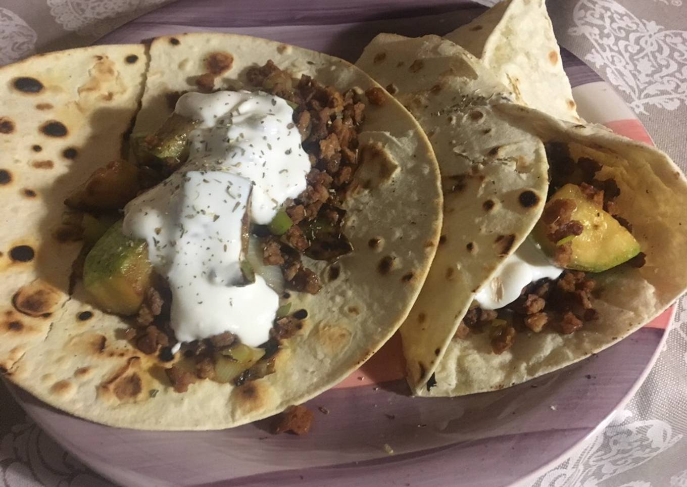 Fajitas veganas de calabacín y Soja texturizada