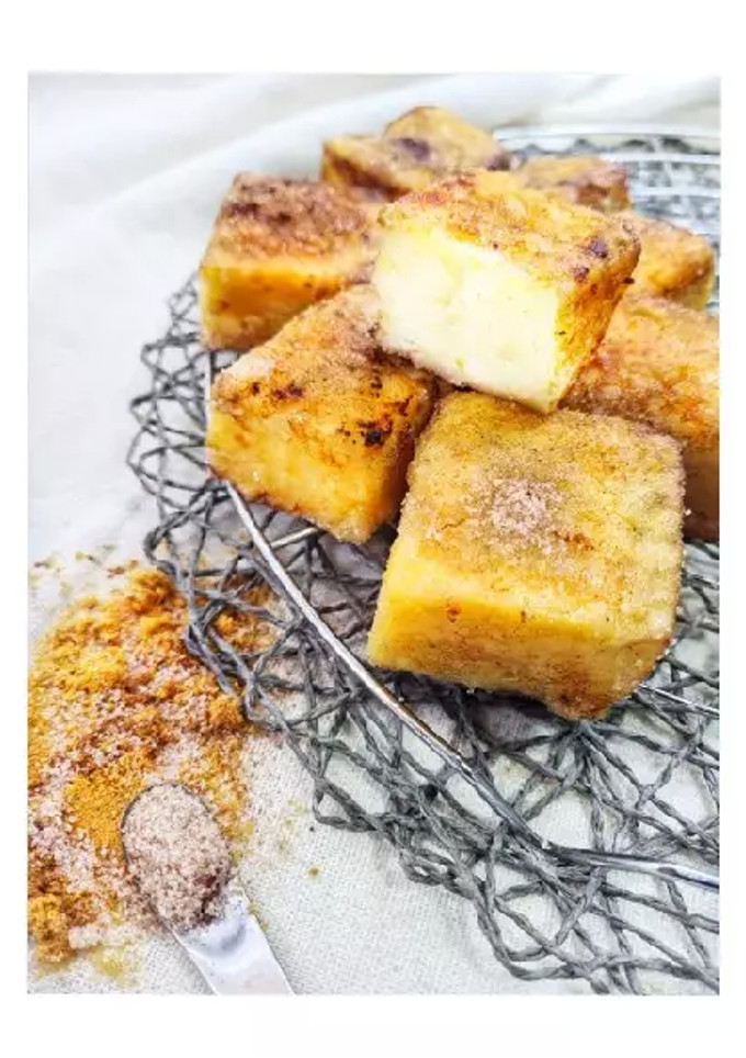 Una foto de Leche frita infusionada con mandarina