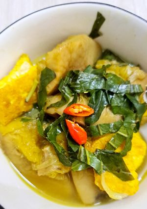 Hình của món Canh cùi mít nấu lá lốt.