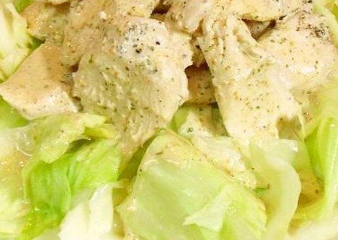 Healthy Sake-steamed Chicken Tenders with Cabbage