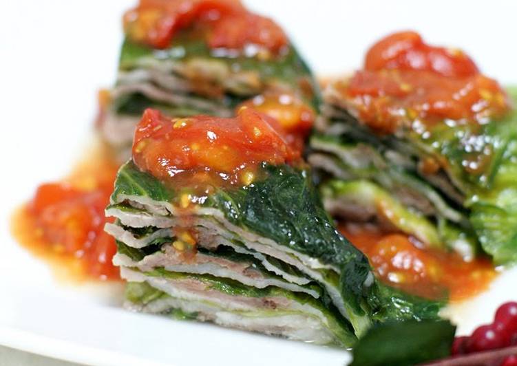 Easy Steamed Layered Pork &amp; Lettuce in the Microwave