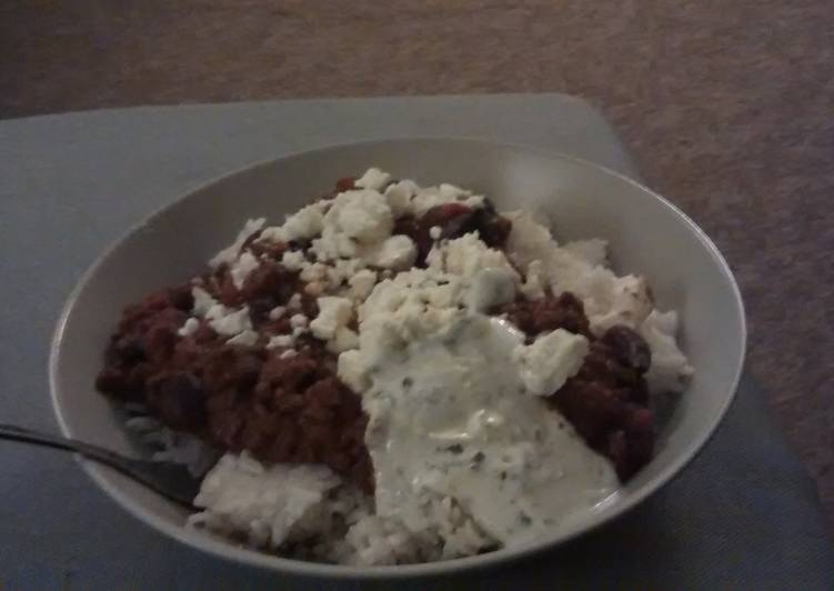 Leftovers chilli and mint yogurt