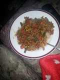 Anything stir fry and spiced rice