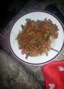 Anything stir fry and spiced rice