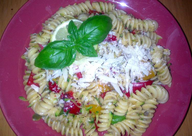 Sig's fusilli with zucchini and mixed peppers