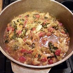 A picture of Chicken, Cabbage, and Kale Stew.
