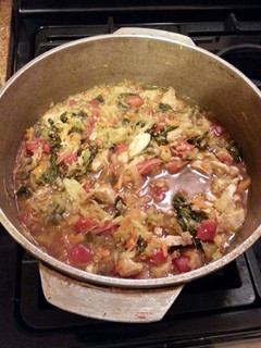 A picture of Chicken, Cabbage, and Kale Stew.