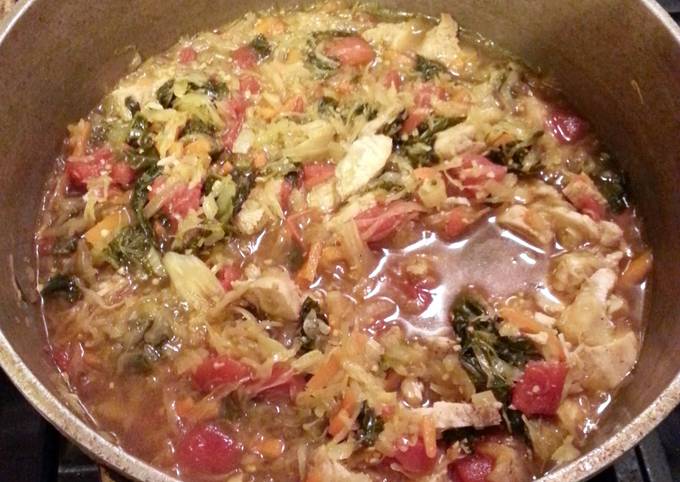 Steps to Make Perfect Chicken, Cabbage, and Kale Stew