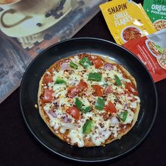 No yeast No Oven wheat flour Pizza A picture of No yeast No Oven wheat flour Pizza.
