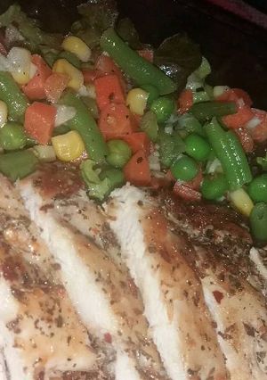 Foto resep Grilled chicken and mixed vegetables