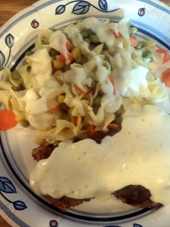 Simple Way Make Recipe chicken fried steak with gravy and egg noodles that is Delicious, So Delicious}