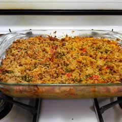 A picture of Sarah's Twisted Tuna Alfredo casserole.
