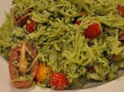 A picture of pesto spaghetti squash
