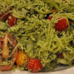 A picture of Pesto Spaghetti Squash.