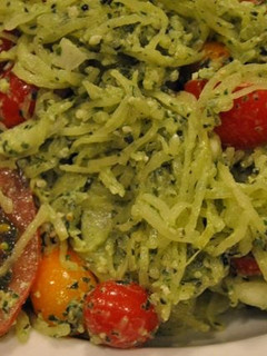 A picture of Pesto Spaghetti Squash.
