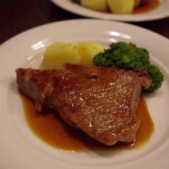 Tender Beef Steak with Red Wine Sauce A picture of Tender Beef Steak with Red Wine Sauce.