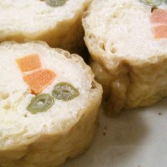 A picture of Simmered Abura-age and Chicken Roll.