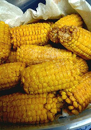 A picture of Deep fried corn on the cobb.