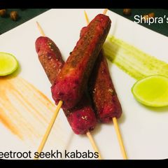 A picture of Beetroot seekh kabab.