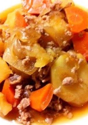 A picture of Easy, Oil-Free Nikujaga with Ground Pork.