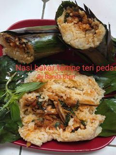 Foto resep Nasi bakar tempe teri pedas
