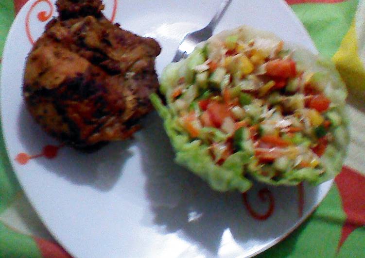 Recipe of Homemade Roasted chicken and salad