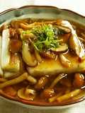 Firm Tofu with Nameko Mushroom Sauce