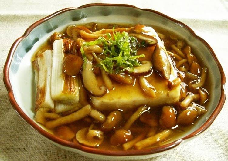 Steps to Make Super Quick Homemade Firm Tofu with Nameko Mushroom Sauce