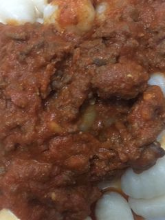 Una foto de Gnocchi con carne molida