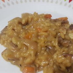 A picture of Namala's Creamy Cheesy Bacon Risotto.