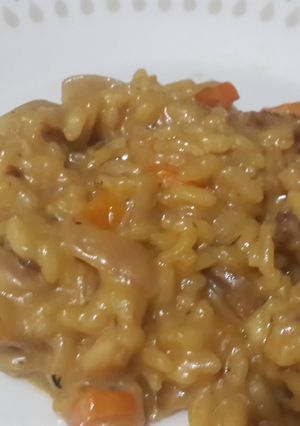 A picture of Namala's Creamy Cheesy Bacon Risotto.
