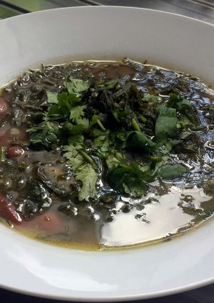 A picture of Collard Greens and Bean Soup.