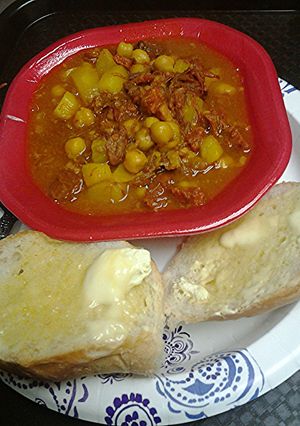 A picture of My Mom's Spanish bean soup.