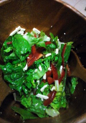 A picture of Green Romain and fetta salad.