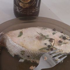 Butter and garlic salmon A picture of Butter and garlic salmon.